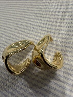 Chunky Curved Gold Tone Earrings